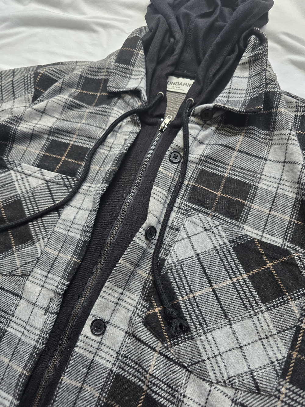 No Boundaries Hooded Plaid Shacket Women's XL
